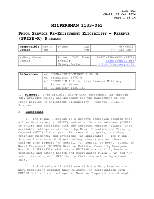 MILPERSMAN 1133-061 (PRISE-R) 计划 - MyNavyHR